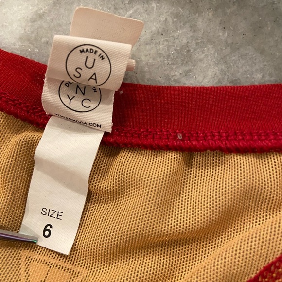 Aurum Cycling Mesh Back Red Cap Sleeve Crew Neck Athletic Top Red Gold Size 6 - Picture 11 of 11